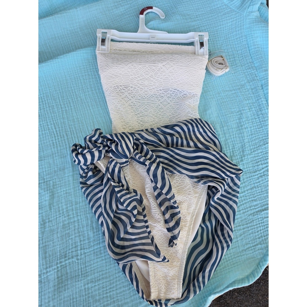 Women's XL Wavy Stripe Cover Up Sarong Shade & Shore Teal Blue